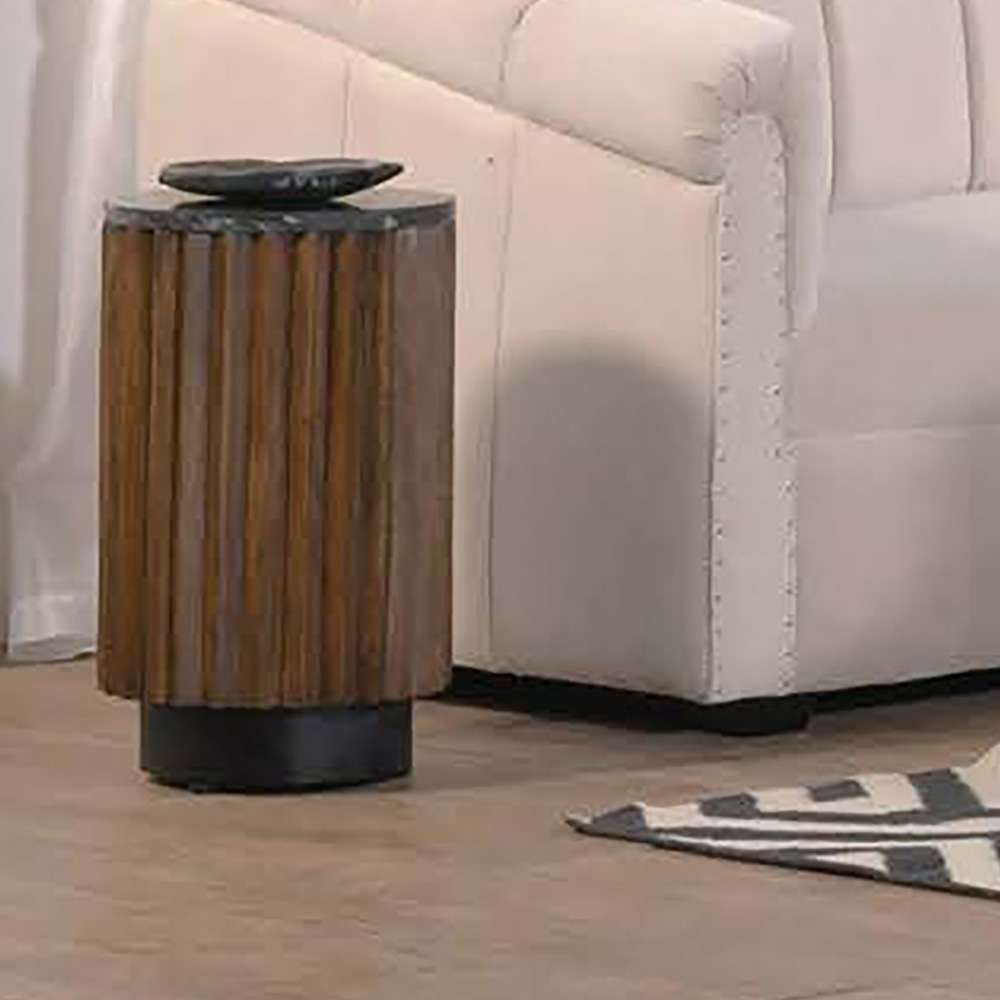 Primo International - Pierre 12 in. Black Marble Wood Side Table - 59526 veiw 6