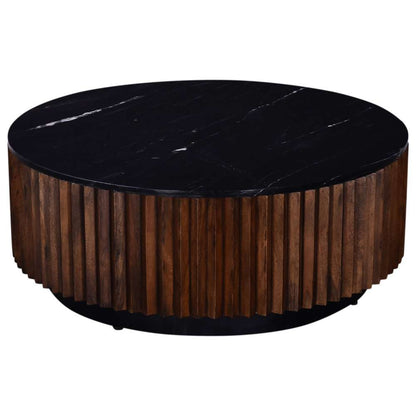 Primo International - Pierre 35 in. Black Marble Wood Drum Coffee Table - 59525 veiw 1