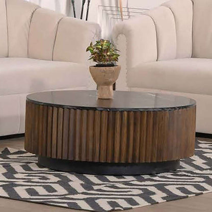 Primo International - Pierre 35 in. Black Marble Wood Drum Coffee Table - 59525 veiw 5