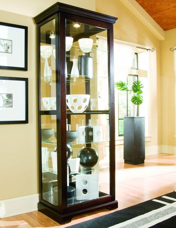 Pulaski - Chocolate Cherry II Two Way Sliding Door Curio - 20994 veiw 1