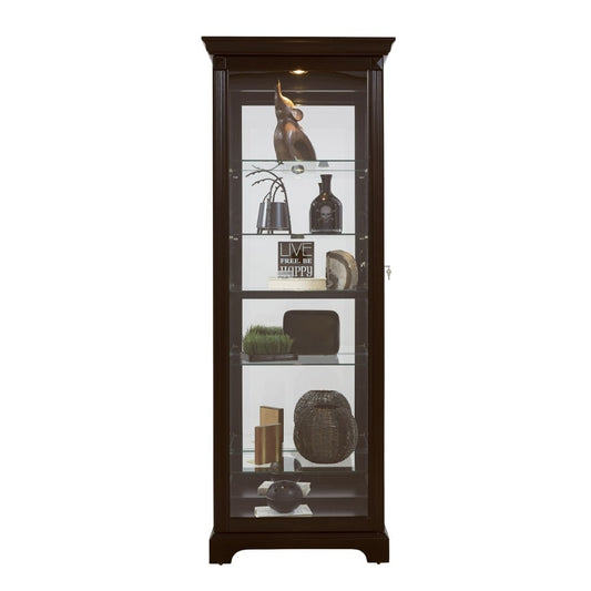 Pulaski - Locking Slide Door 5 Shelf Curio Cabinet in Deep Cherry Brown - 21459 veiw 1