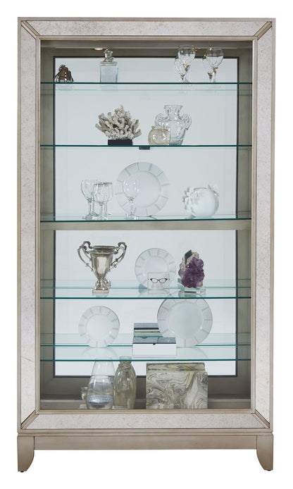 Pulaski - Curios Aged Silver Antique Style 5 Shelf Mirrored Curio Cabinet - 21384 view 3