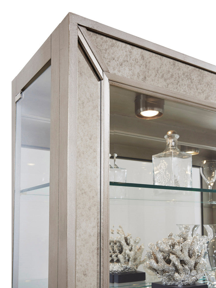 Pulaski - Curios Aged Silver Antique Style 5 Shelf Mirrored Curio Cabinet - 21384 view 4
