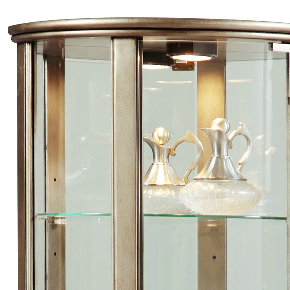 Pulaski - Curios Aged Silver Lighted Half Round 5 Shelf Curio Cabinet - 21395 view 4