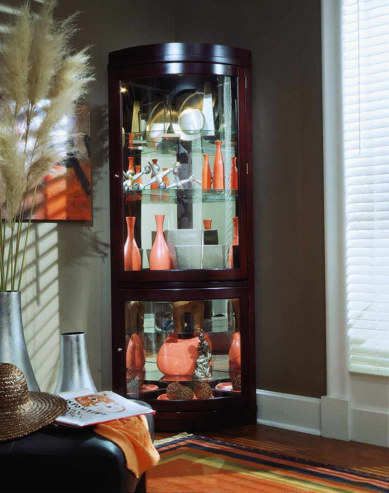 Pulaski - Curios Cherry Brown Curved 5 Shelf Corner Curio Cabinet - 20852 view 1