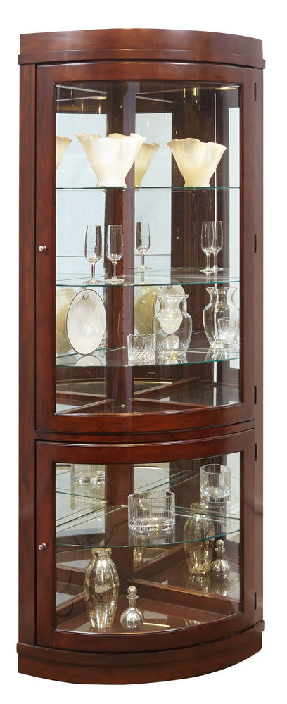 Pulaski - Curios Cherry Brown Curved 5 Shelf Corner Curio Cabinet - 20852 view 2