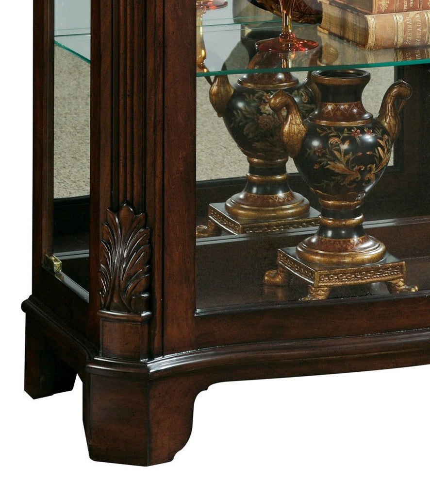 Pulaski - Curios Cherry Brown Distinguished Carved 3 Shelf Curio Cabinet - 21429 view 4