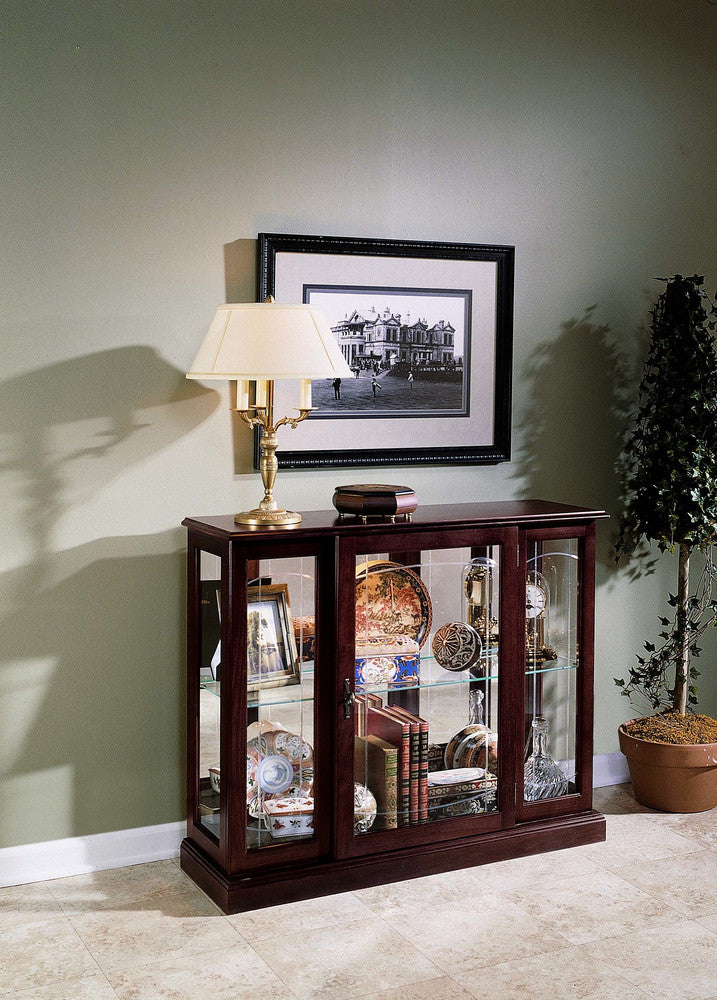 Pulaski - Curios Cherry Brown Lighted 1 Shelf Console Display Cabinet - 6705 view 1