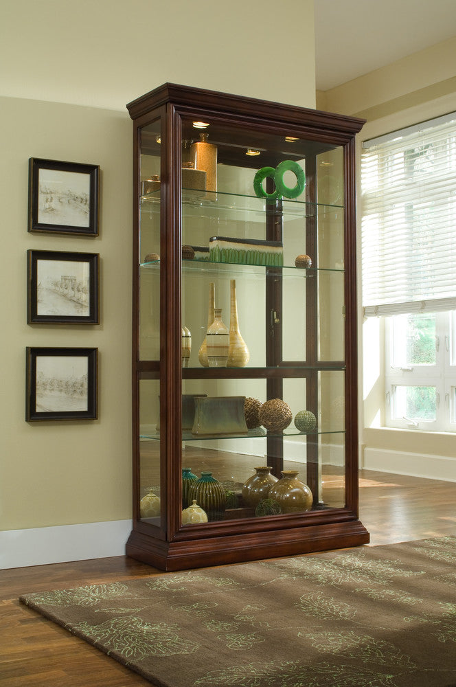 Pulaski - Curios Cherry Brown Lighted Sliding Door 4 Shelf Curio Cabinet - 20542 view 1