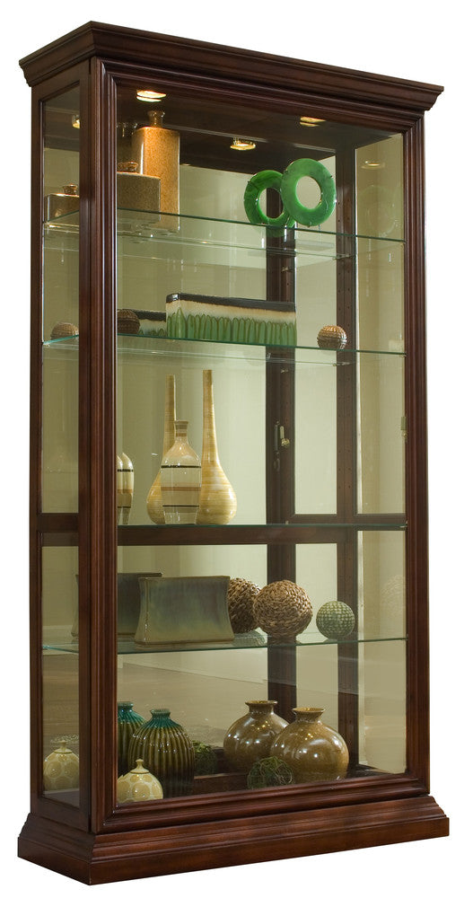 Pulaski - Curios Cherry Brown Lighted Sliding Door 4 Shelf Curio Cabinet - 20542 view 2