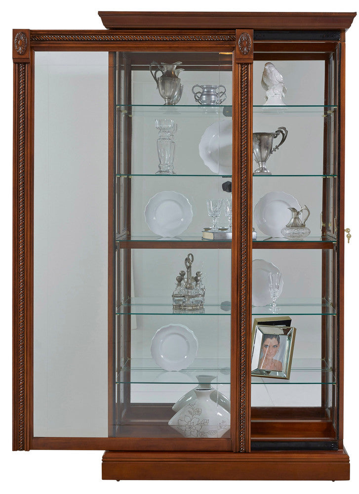 Pulaski - Curios Cherry Brown Lighted Sliding Door 5 Shelf Curio Cabinet - 20485 view 5