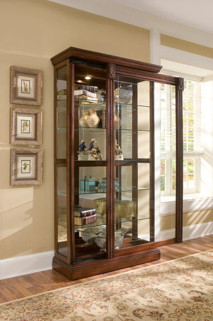 Pulaski - Curios Cherry Brown Lighted Sliding Door 5 Shelf Curio Cabinet - 20485 view 6
