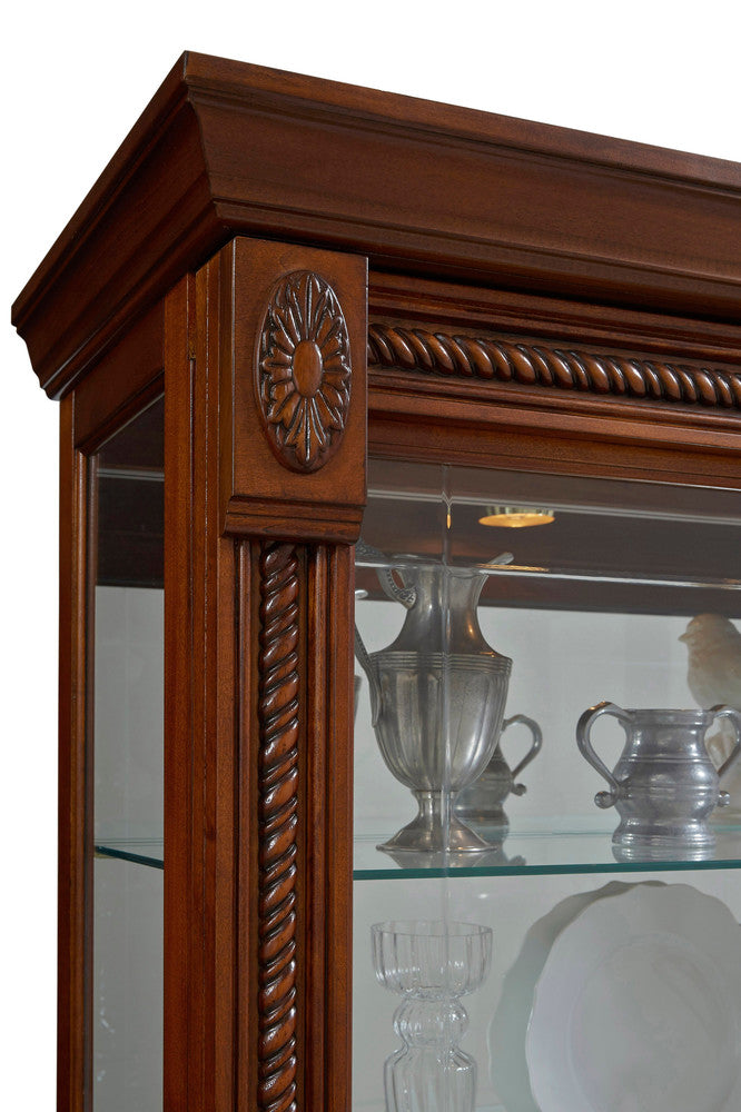 Pulaski - Curios Cherry Brown Lighted Sliding Door 5 Shelf Curio Cabinet - 20485 view 7