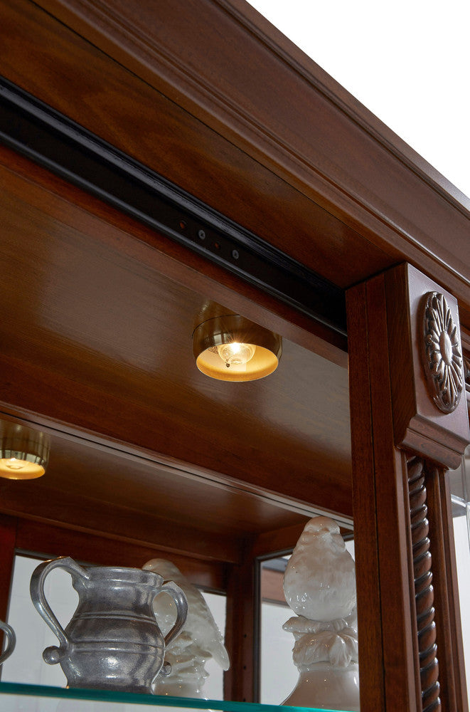 Pulaski - Curios Cherry Brown Lighted Sliding Door 5 Shelf Curio Cabinet - 20485 view 8