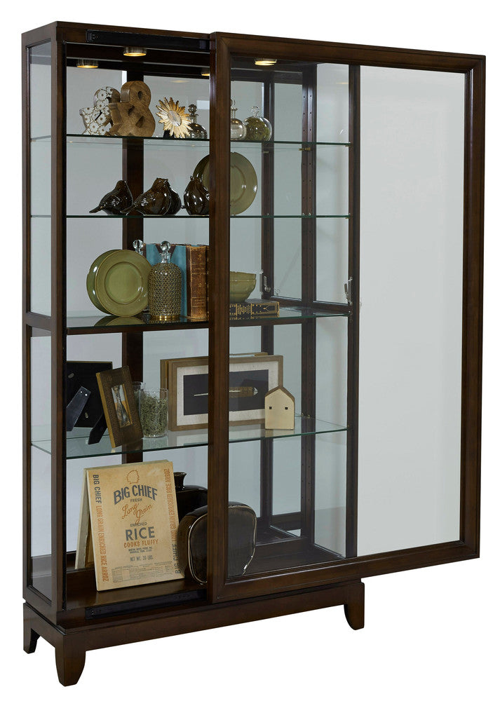 Pulaski - Curios Deep Brown Sliding Door 5 Shelf Curio Cabinet - 20661 view 4