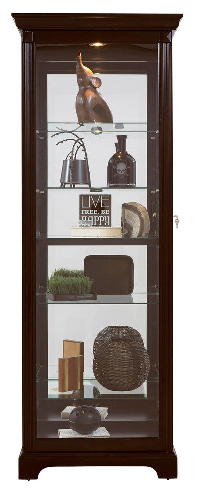 Pulaski - Curios Deep Cherry Brown Locking Slide Door 5 Shelf Curio Cabinet - 21459 view 1