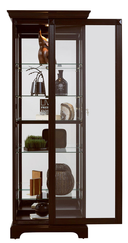 Pulaski - Curios Deep Cherry Brown Locking Slide Door 5 Shelf Curio Cabinet - 21459 view 2