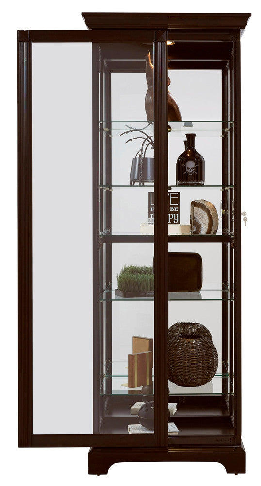 Pulaski - Curios Deep Cherry Brown Locking Slide Door 5 Shelf Curio Cabinet - 21459 view 3