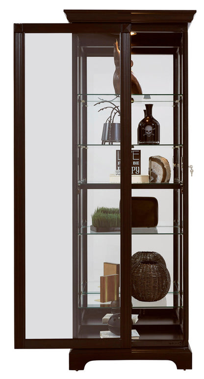 Pulaski - Curios Deep Cherry Brown Locking Slide Door 5 Shelf Curio Cabinet - 21459 view 3