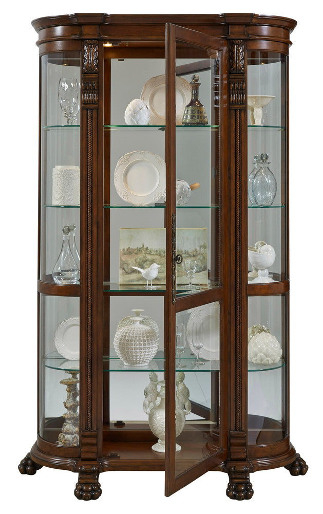 Pulaski - Curios Maple Brown Lighted Curved Front 4 Shelf Curio Cabinet - 102003 view 4