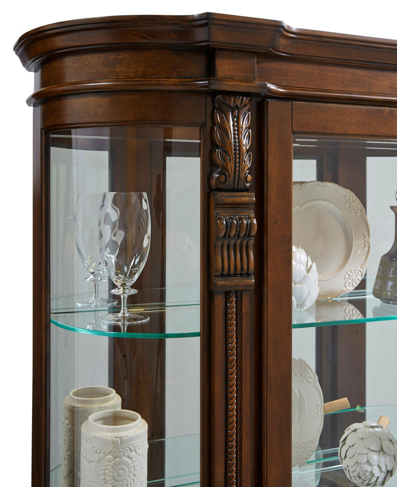 Pulaski - Curios Maple Brown Lighted Curved Front 4 Shelf Curio Cabinet - 102003 view 5