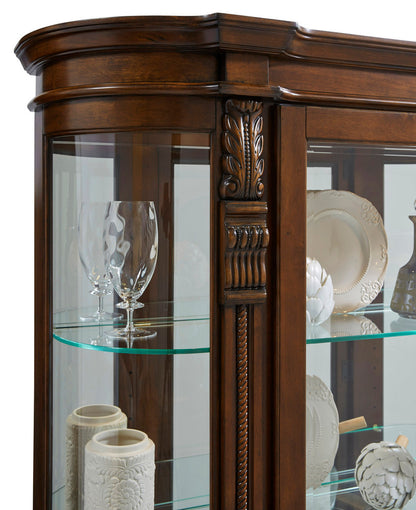 Pulaski - Curios Maple Brown Lighted Curved Front 4 Shelf Curio Cabinet - 102003 view 5