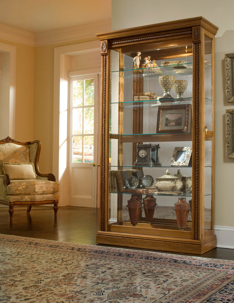 Pulaski - Curios Maple Brown Lighted Sliding Door 5 Shelf Curio Cabinet - 20484 view 1