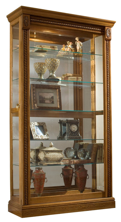 Pulaski - Curios Maple Brown Lighted Sliding Door 5 Shelf Curio Cabinet - 20484 view 2