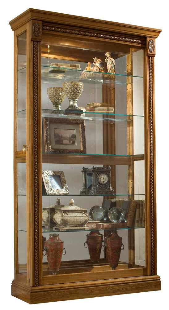 Pulaski - Curios Maple Brown Lighted Sliding Door 5 Shelf Curio Cabinet - 20484 view 3