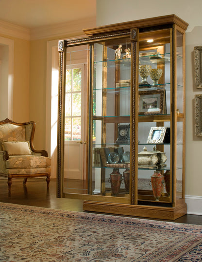 Pulaski - Curios Maple Brown Lighted Sliding Door 5 Shelf Curio Cabinet - 20484 view 4