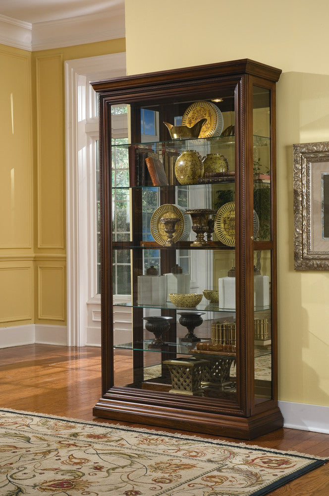 Pulaski - Curios Oak Brown Edwardian 5 Shelf Sliding Door Curio Cabinet - 21015 view 1