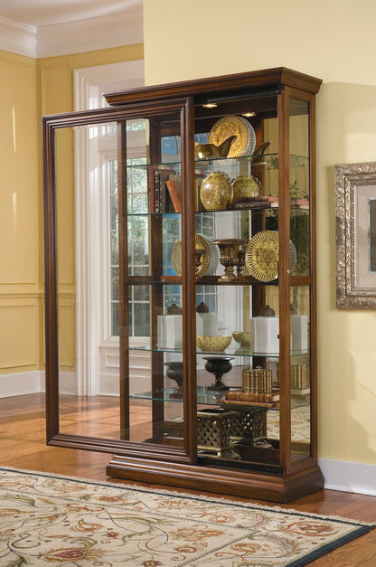 Pulaski - Curios Oak Brown Edwardian 5 Shelf Sliding Door Curio Cabinet - 21015 view 4