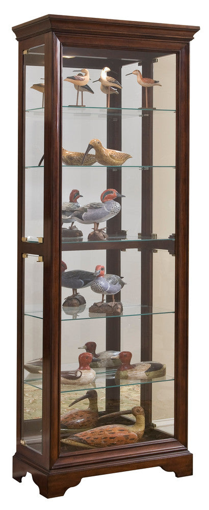 Pulaski - Curios Oak Brown Mirrored 5 Shelf Gallery Curio Cabinet - 21308 view 2