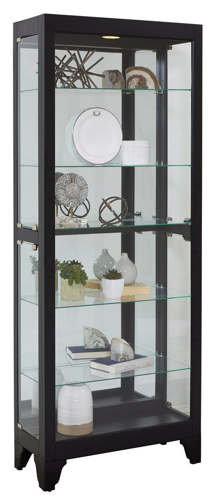 Pulaski - Curios Onyx Black Lighted Gallery Style 5 Shelf Curio Cabinet - 21218 view 2