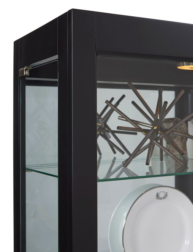 Pulaski - Curios Onyx Black Lighted Gallery Style 5 Shelf Curio Cabinet - 21218 view 5