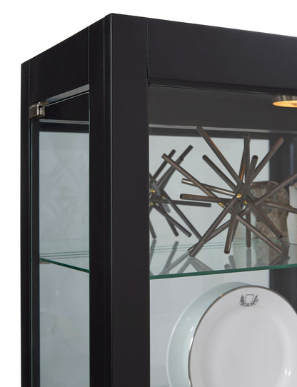 Pulaski - Curios Onyx Black Lighted Gallery Style 5 Shelf Curio Cabinet - 21218 view 5