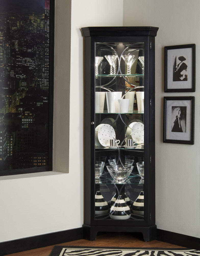Pulaski - Curios Oxford Black Lighted 4 Shelf Corner Curio Cabinet - 21220 view 1