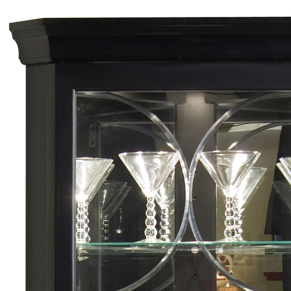 Pulaski - Curios Oxford Black Lighted 4 Shelf Corner Curio Cabinet - 21220 view 4