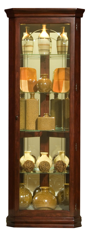 Pulaski - Curios Victorian Brown Mirrored 4 Shelf Corner Curio Cabinet - 20205 view 2