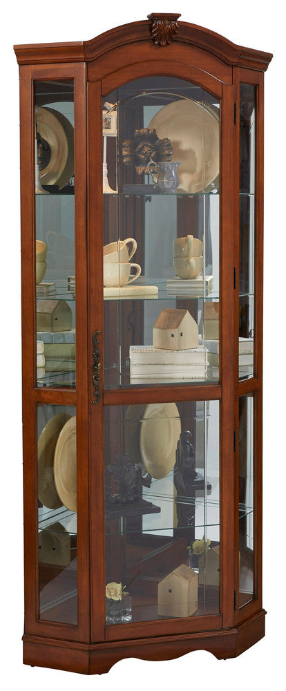 Pulaski - Curios Warm Cherry Brown Mirrored Corner Curio Cabinet - 20671 view 2