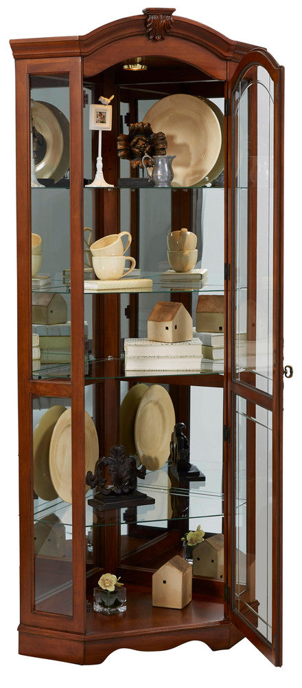 Pulaski - Curios Warm Cherry Brown Mirrored Corner Curio Cabinet - 20671 view 3
