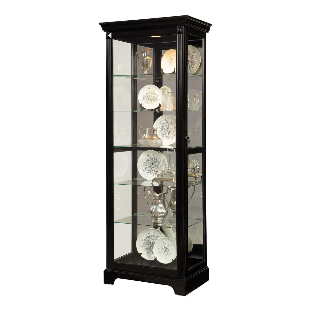 Pulaski Locking Slide Door 5 Shelf Curio Cabinet In Deep Cherry Brown 21459 View 1