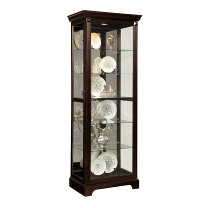 Pulaski Locking Slide Door 5 Shelf Curio Cabinet In Deep Cherry Brown 21459 View 2