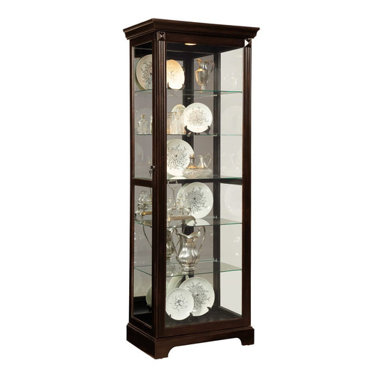 Pulaski Locking Slide Door 5 Shelf Curio Cabinet In Deep Cherry Brown 21459 View 2