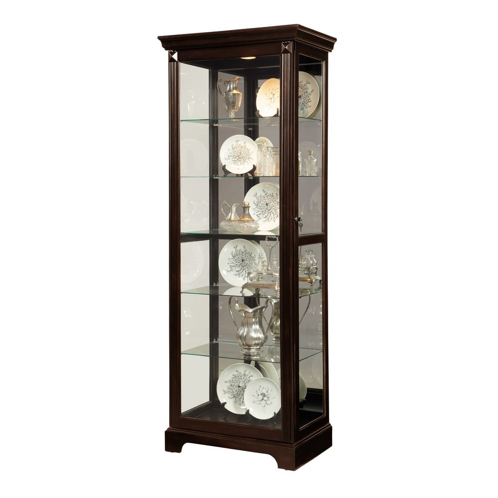 Pulaski Locking Slide Door 5 Shelf Curio Cabinet In Deep Cherry Brown 21459 View 3