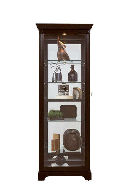 Pulaski Locking Slide Door 5 Shelf Curio Cabinet In Deep Cherry Brown 21459 View 7