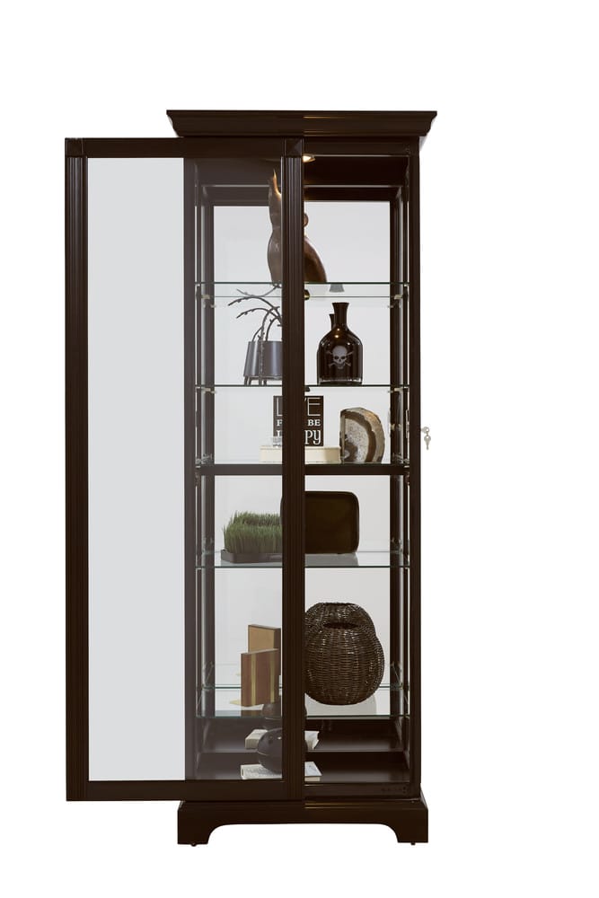 Pulaski Locking Slide Door 5 Shelf Curio Cabinet In Deep Cherry Brown 21459 View 8