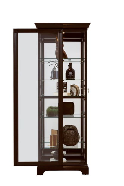 Pulaski Locking Slide Door 5 Shelf Curio Cabinet In Deep Cherry Brown 21459 View 8