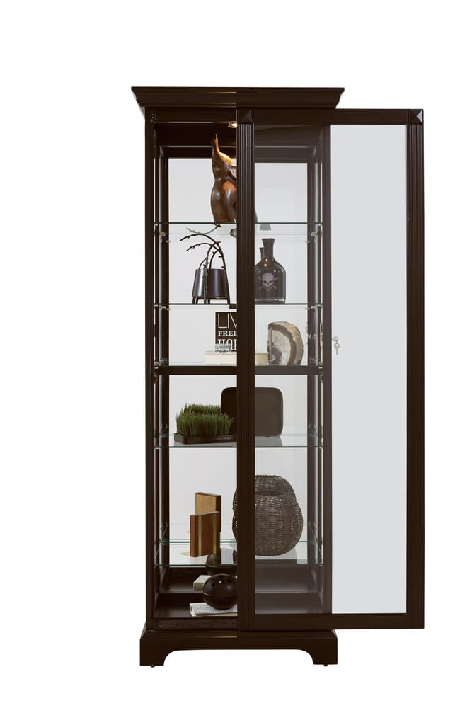 Pulaski Locking Slide Door 5 Shelf Curio Cabinet In Deep Cherry Brown 21459 View 9
