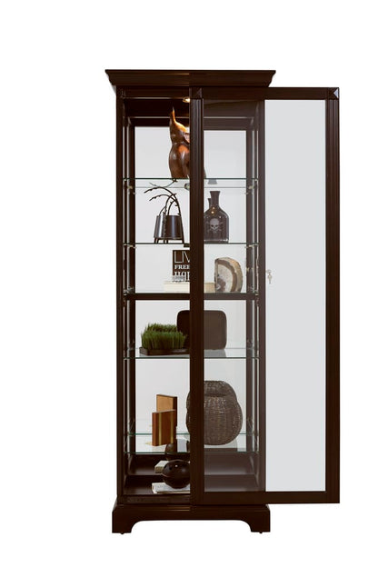 Pulaski Locking Slide Door 5 Shelf Curio Cabinet In Deep Cherry Brown 21459 View 9